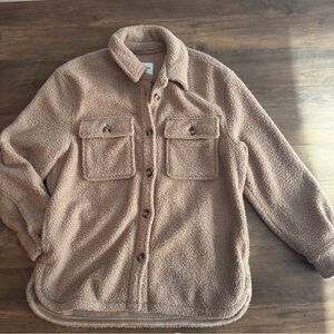 Abercrombie Teddy Button Up Shirt Jacket Tan Beige